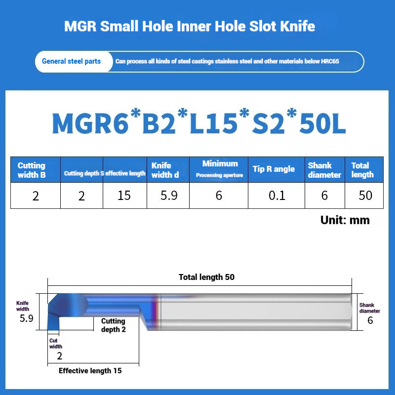 1134-MGR small bore groove cutter wear-resistant micro groove hook cutter CNC tungsten steel alloy small bore cutting groove turning tool Shandong Denso Pricision Tools Co.,Ltd.